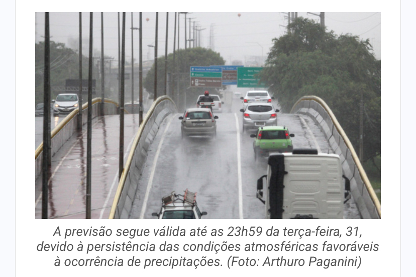 Aviso meteorológico é renovado e prevê chuvas em todo o estado