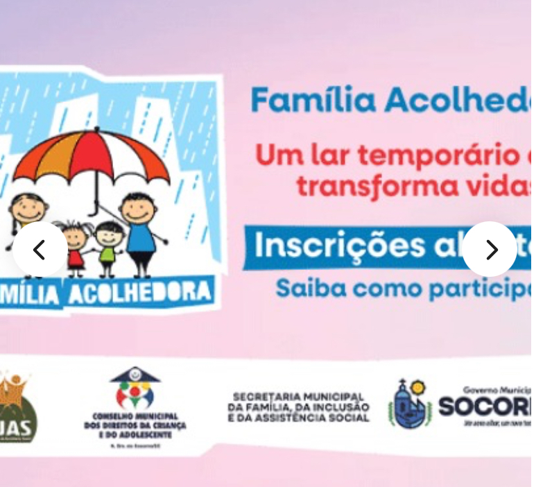 Prefeitura de Socorro cadastra famílias interessadas em acolher crianças e adolescentes em situação de vulnerabilidade